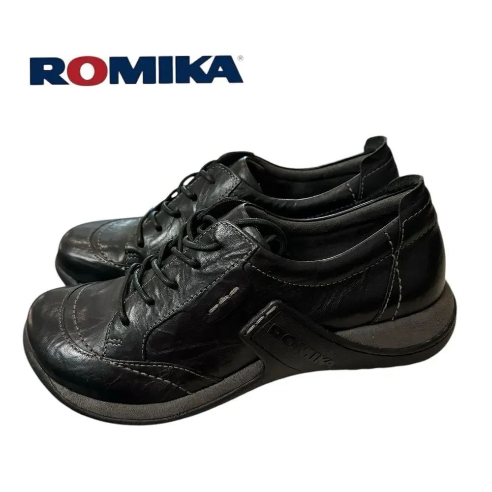 Romika Milla 95 Black Leather Lace Up Women's Loafers Sneakers 6 - 6.5 EU 37